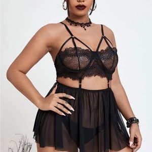 Lingerie for women sexy lace babydoll mesh set
